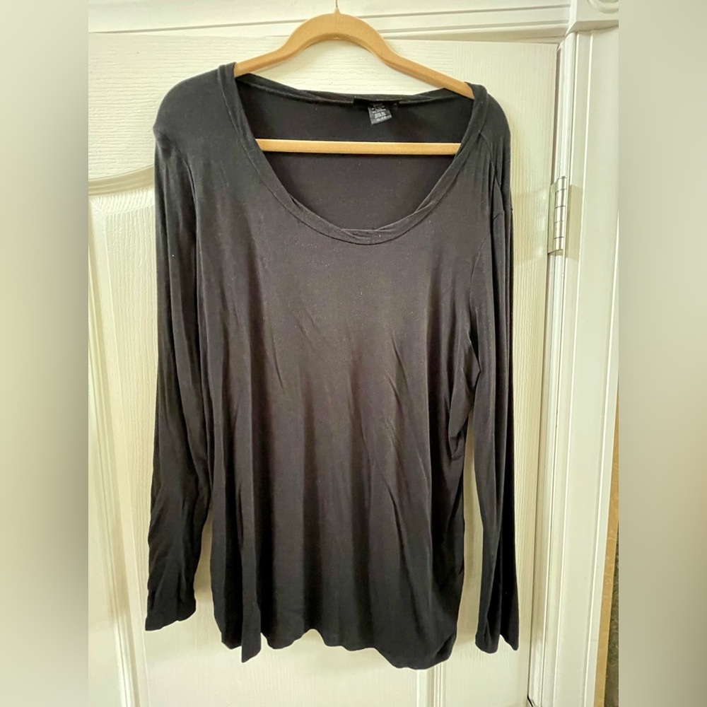 Attention Black Long Sleeve Scoop Neck Shirt - Size XL